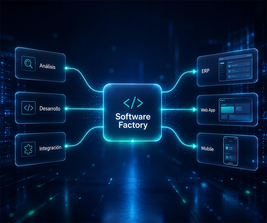 Imagen de alto impacto: desarrollo de software empresarial, integración SAP / ERP, dashboards y arquitectura tecnológica
